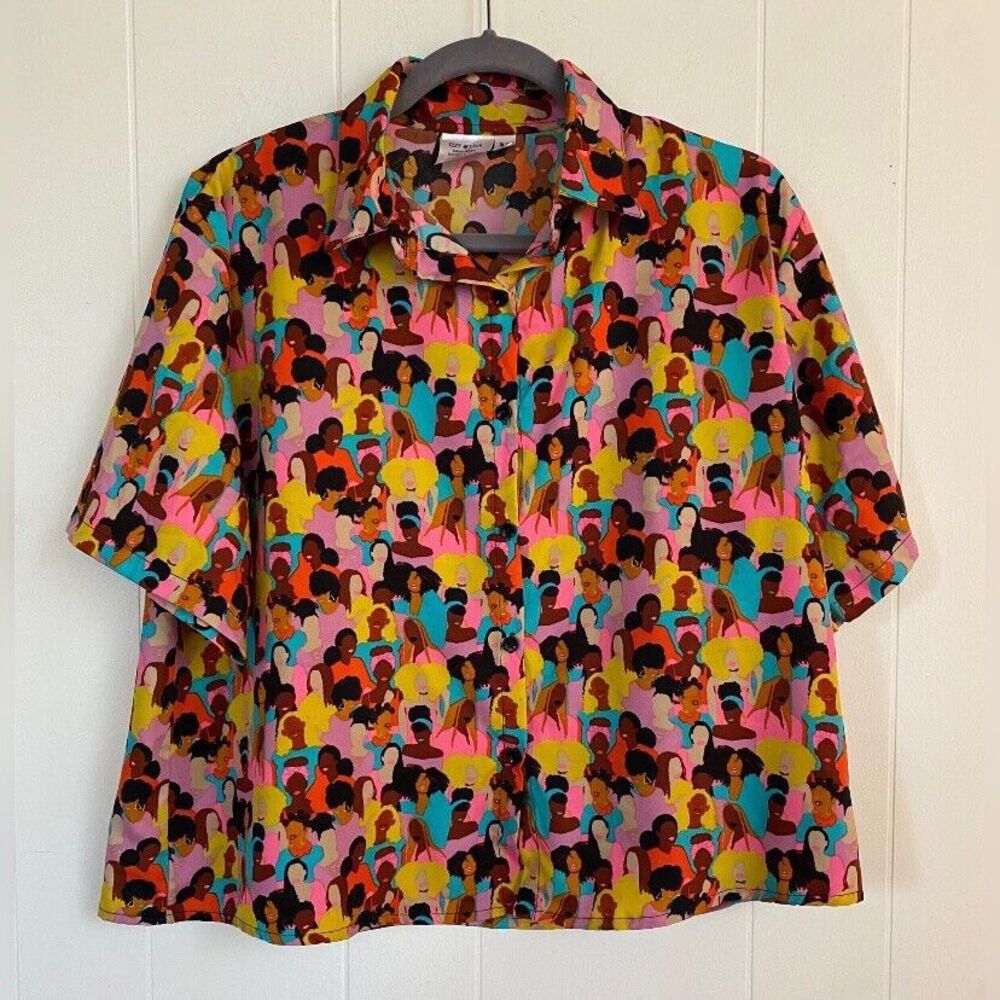 Izzy & Liv Blouse Women’s Medium Orange Multicolor I Got All My Sisters With Me